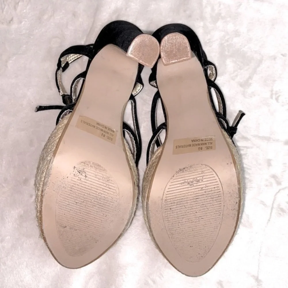 Qupid Bandage Suede Chunky Espadrille Platforms